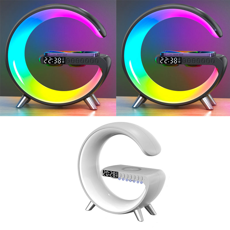 G Shaped LED Lamp Bluetooth Speaker Wireless Charger